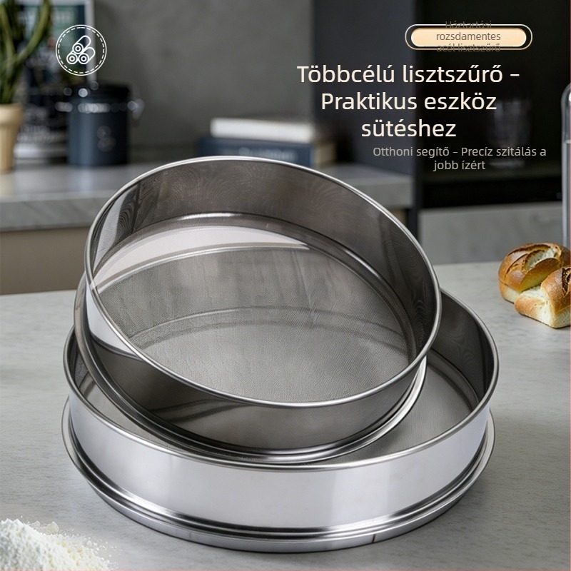 Finom hálós liszt szita rozsdamentes acélból, sütéshez