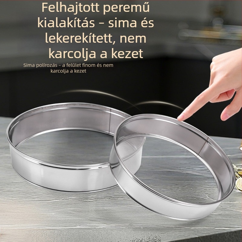 Finom hálós liszt szita rozsdamentes acélból, sütéshez