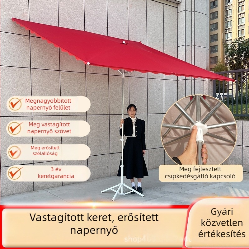 Kültéri napernyő, szélálló, vízálló és UV-védelmet nyújtó, ezüst bevonattal