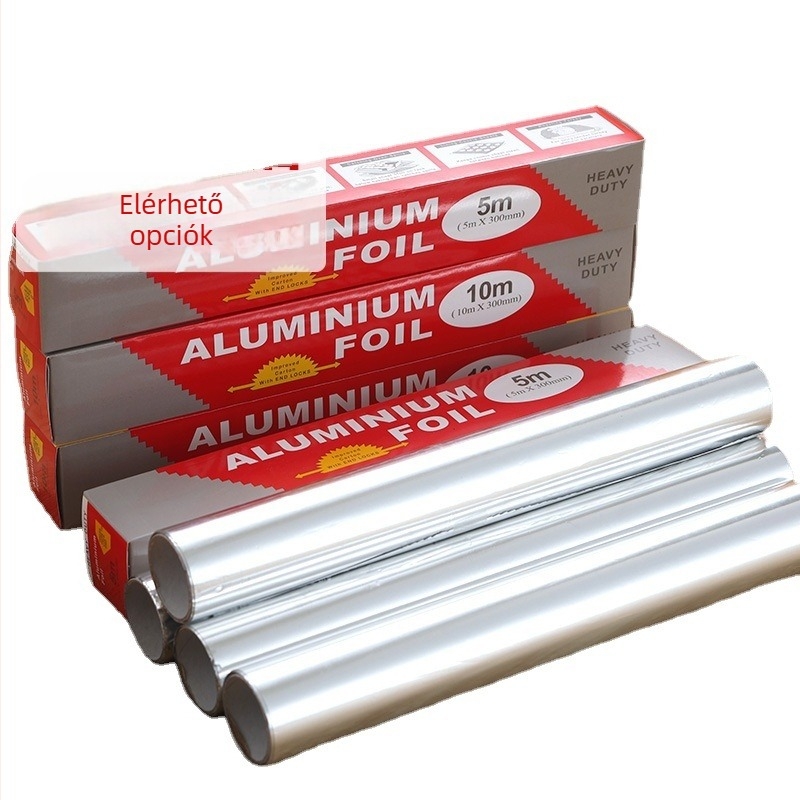 Háztartási alumínium fólia tekercs, 30 cm szélesség, 15 mm vastagság, sütéshez, hőálló, olajálló