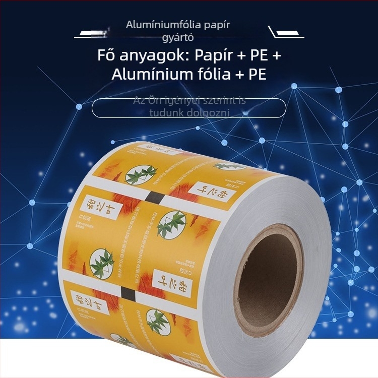 Teafilter csomagolóanyag: alumíniumfóliás laminált papír, olajálló, egyenként csomagolva