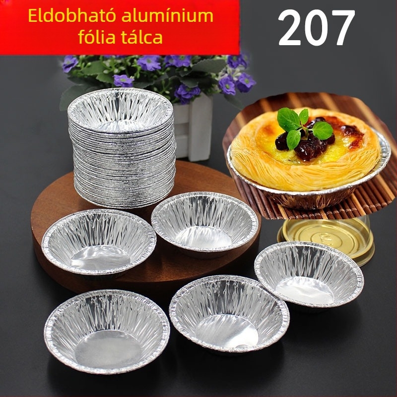 Egyszer használatos alumínium sütőformák portugál tojás-tartákhoz, mély aljú formák, méretek 7,4 cm × 2,4 cm