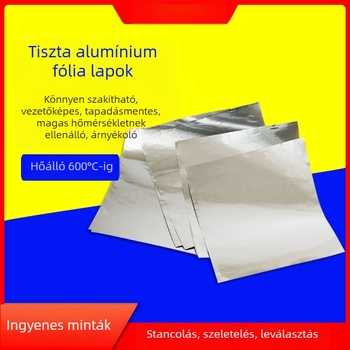 Ipari tiszta alumíniumfólia lemez, vezetőképes és hőálló, könnyen téphető szabálytalan formákhoz, tapadásmentes
