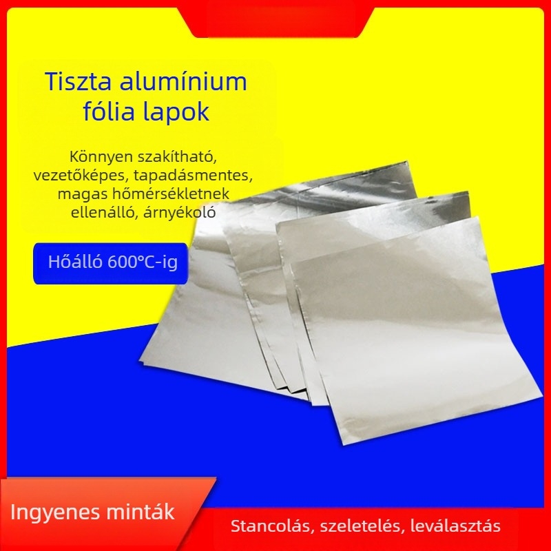 Ipari tiszta alumíniumfólia lemez, vezetőképes és hőálló, könnyen téphető szabálytalan formákhoz, tapadásmentes