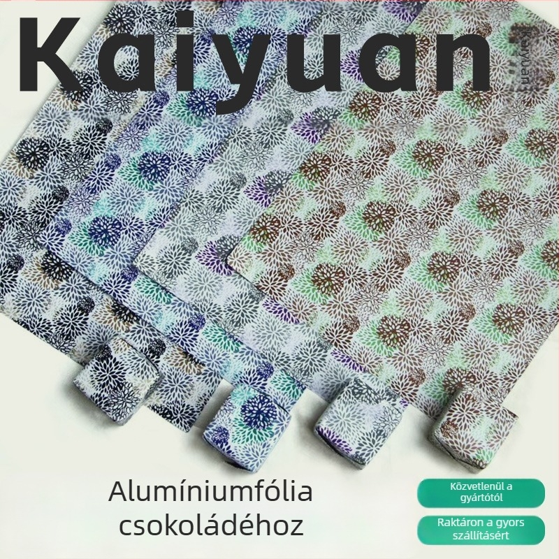 Élelmiszerre szóló személyre szabott alumíniumfóliás papír: csokoládé és tea csomagoláshoz, színes arany fólia, vastag csomagolópapír