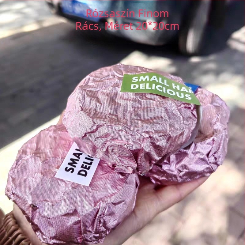 Világos rózsaszín csomagoló aluminiumfólia, sima felület, fin hálózati mintázat narancs textúrával, élelmiszer-minőség