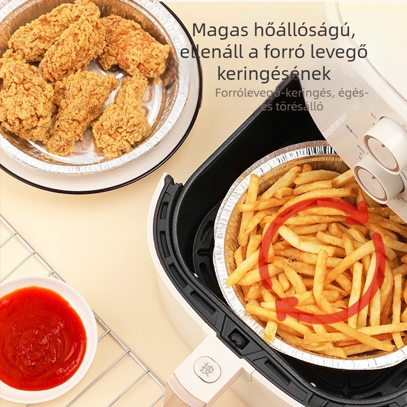 Levegő-fritőz kompatibil alumíniumfóliából készült tál, alumíniumfóliás tálak, olajat felszívó sütőpapír otthoni használatra