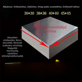 Élelmiszerbiztonsági minőségű alumíniumfólia sütőhöz és grillhez, lapos fóliák