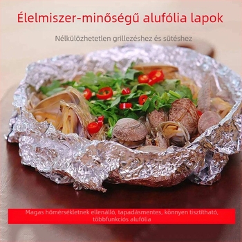 Élelmiszerbiztonsági minőségű alumíniumfólia sütőhöz és grillhez, lapos fóliák