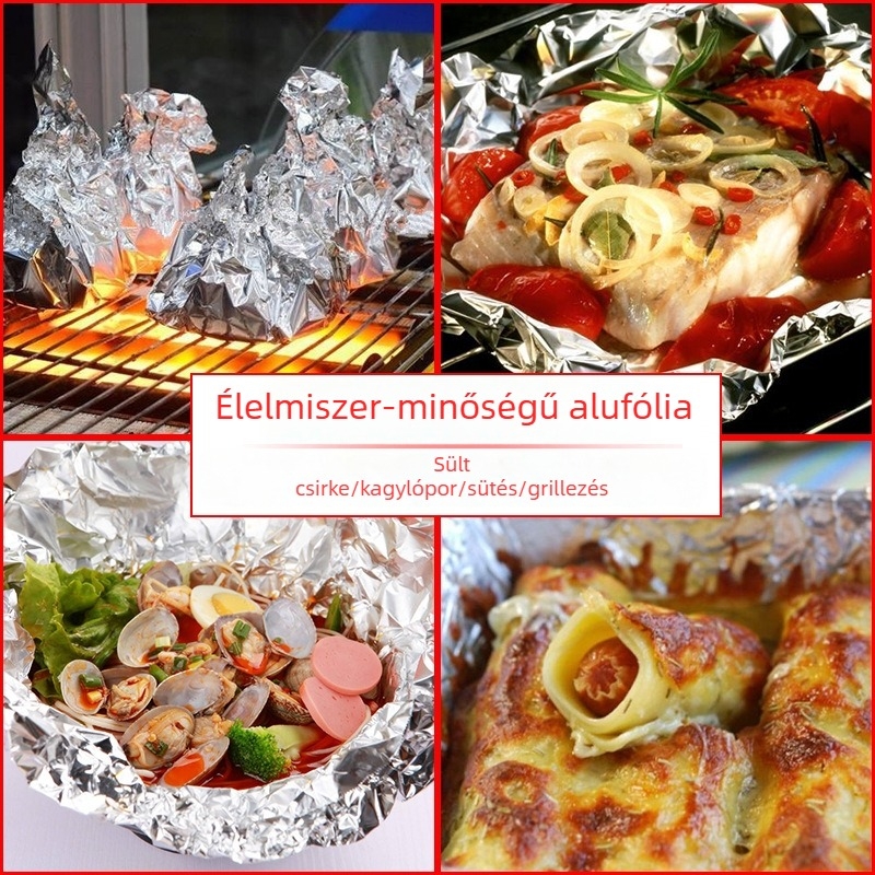 Élelmiszerbiztonsági minőségű alumíniumfólia sütőhöz és grillhez, lapos fóliák