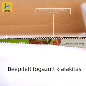 613 alumínium fólia tekercs, 38 cm széles, 22 mm vastagság, grill- és sütéshez, nyomtatott logóval