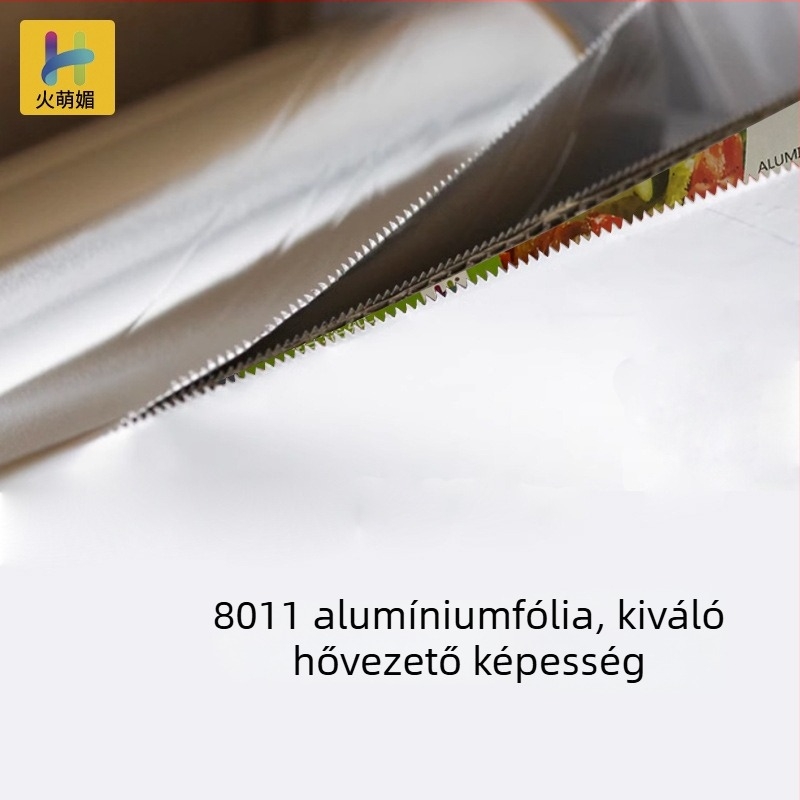 613 alumínium fólia tekercs, 38 cm széles, 22 mm vastagság, grill- és sütéshez, nyomtatott logóval