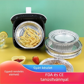 Egyszer használatos kerek alufóliás tál sütőben és grillen használható, magas hőállóságú