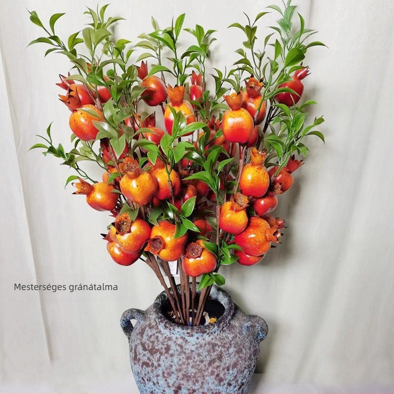 Mesterséges gránátalmaág – bonsai otthoni dekorációhoz és rekvizit a fényképezéshez, magasság 30–100 cm