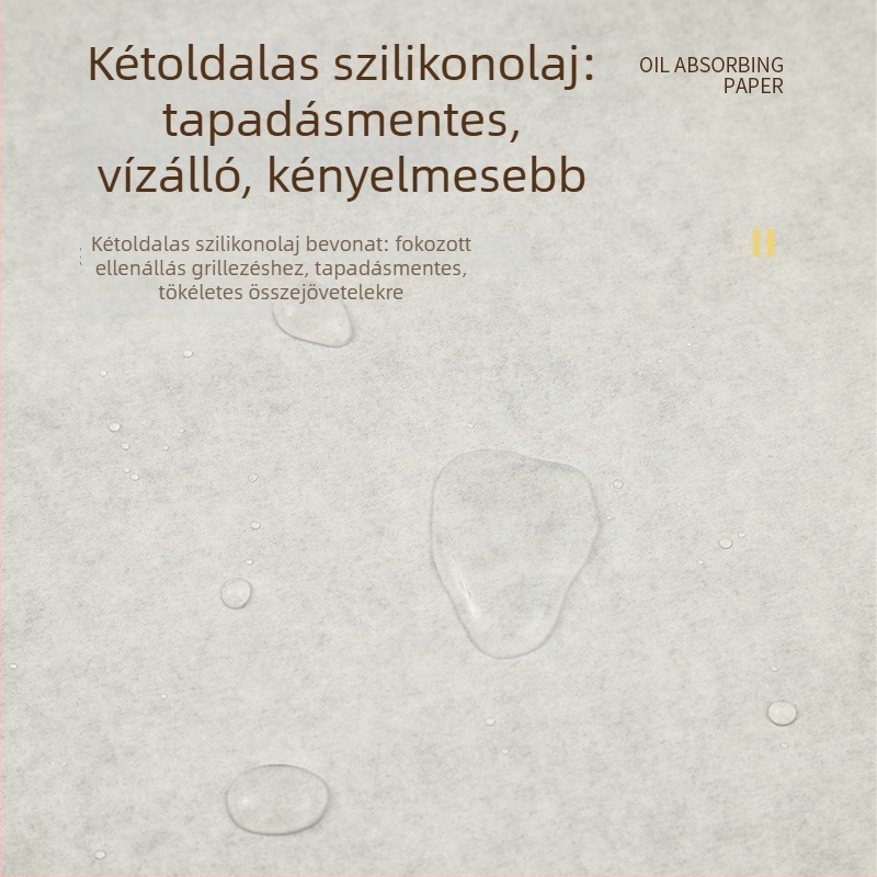 Négyszögletes szilikonolajos sütőpapír – tapadásmentes, zsír- és olajfelszívó, a konyhai sütéshez.