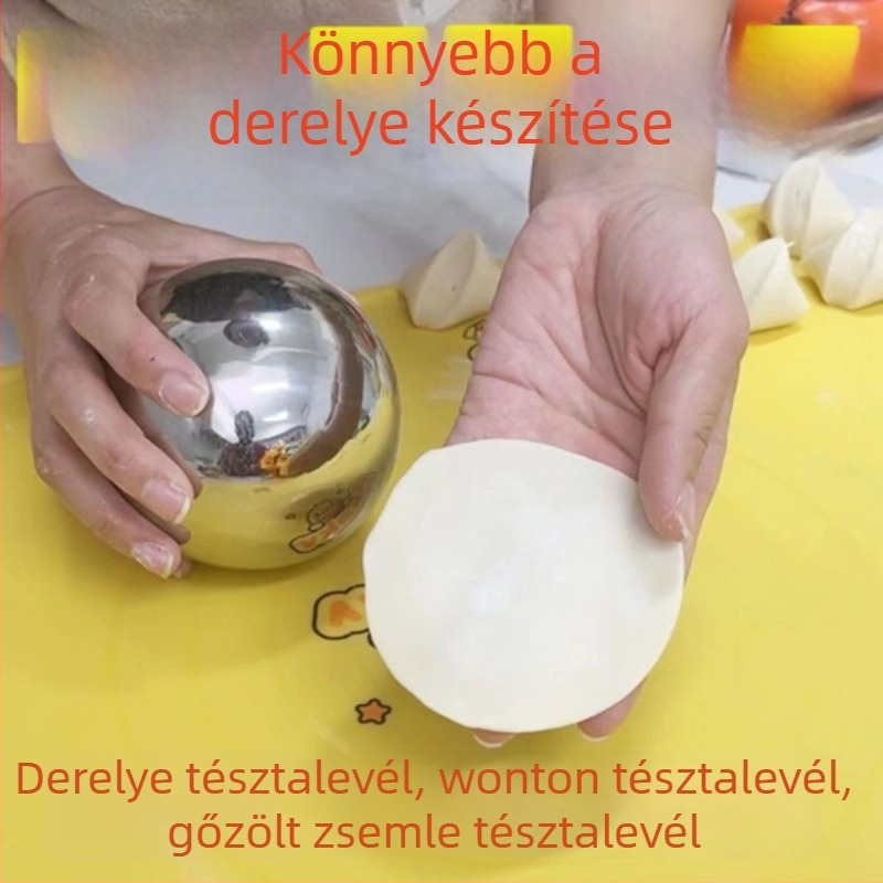 Rozsdamentes acél nyújtófa gyoza tészta lapokhoz, új modell otthoni használatra, tészta nyomóeszköz, univerzális kerek golyó