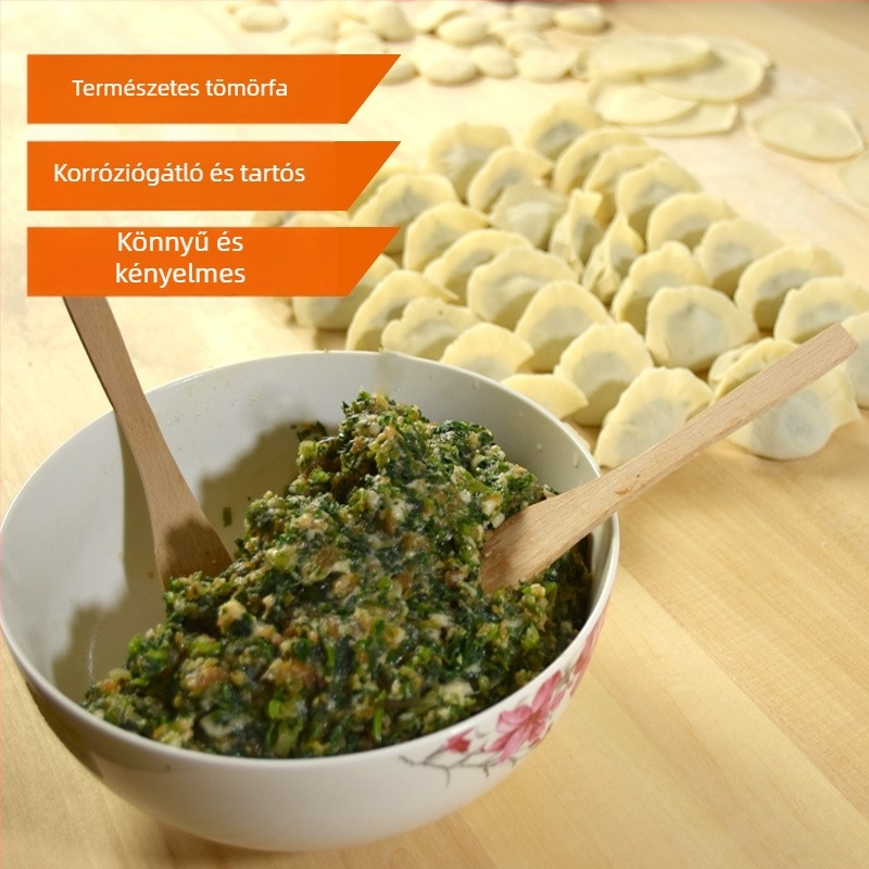 Dumpling készítő eszközök készlet: bambusz töltőkanál, fa töltőpálca, töltődeszka, wonton eszköz, otthoni dumpling készítő készlet