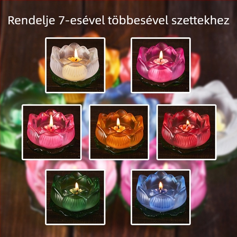 Színes mázas üvegvajlámpa tartó lótuszleveles alapú Guanyin tiszteletére