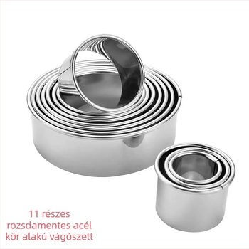 Rozsdamentes acélból készült tésztaformázó és nyomó készlet — kör alakú mousse gyűrű, torta- és süteményformák