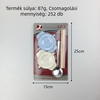 Gombóc-készítő készlet: forgó gombóc forma, élelmiszer-minőségű anyagok, kézi gombóc készítő, kanál, nyújtófa, négy darabos készlet