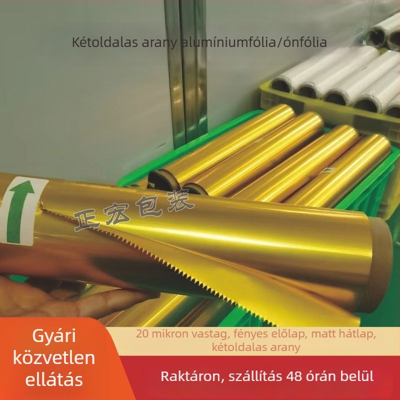 Megvastított, kétoldalas arany alumíniumfólia tekercs, 18 m hosszú, hideg ételek tálalásához és szállodai dekorációhoz, kézműves DIY