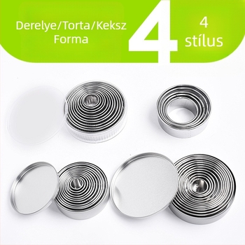 12 darabos rozsdamentes acél sütemény- és kekszformázó gyűrűk készlet, tészta vágó gyűrűkkel fánk- és tortaformázáshoz