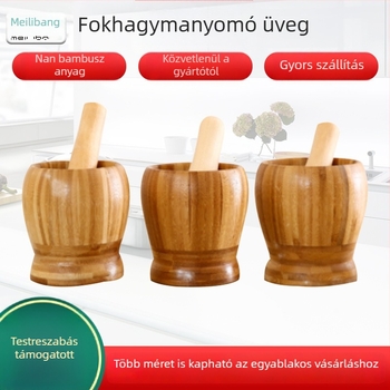 Kézi fa fokhagyma zúzó és bambusz őrlő