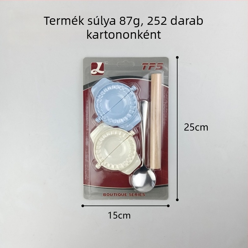 Knédli készítő készlet: forgó tengelyű nyújtó, knédli formázó, élelmiszer-minőségű anyagok, kézi konyhai eszköz