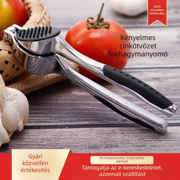 Kézi fokhagymaprés, cinkötvözet és rozsdamentes acél, modell E086