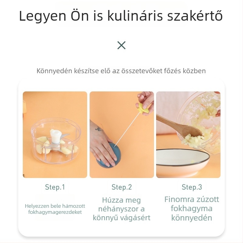 Kézi fokhagyma prés- és törő, mini méretű, otthoni használatra