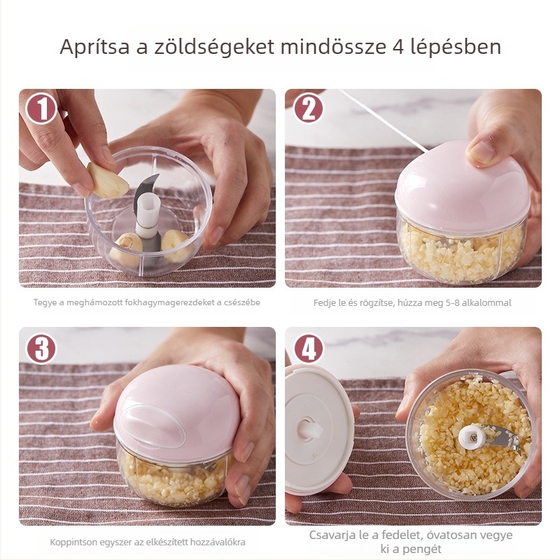 Kézi fokhagymaprés és mini daráló a fokhagyma pastához, csilipaprikához és zöldségekhez
