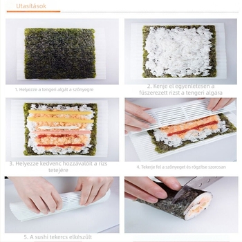 Műanyag sushi tekercselő otthoni konyhához – DIY sushi készítő eszköz nori tekercseléséhez