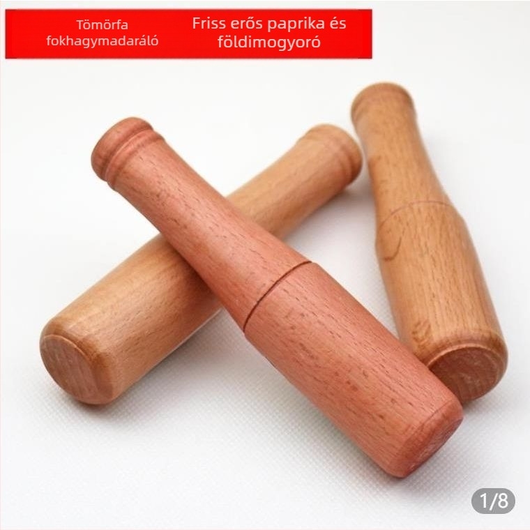 Fából készült fokhagyma törő nyújtott nyéllel