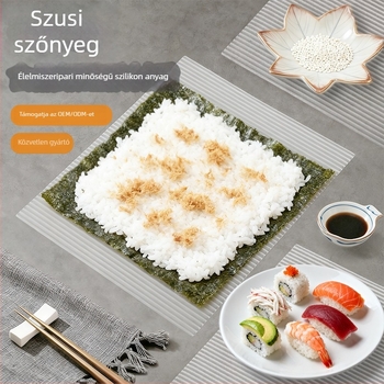 Fehér, négyszögletes szilikon sushi gördítő – konyhai eszköz a sushi készítéséhez