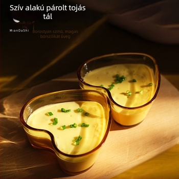 Szív alakú üveg tál borostyánszínű, gőzöléshez, rizshez, gyümölcsökhöz, sushihoz és nassolnivalókhoz