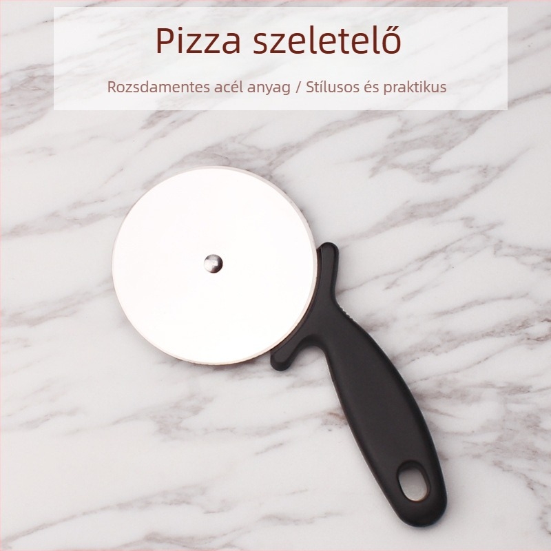 Pizza szeletelő kerékkel, 98 mm-es pengével, 430 rozsdamentes acél penge, élelmiszer-minőségű műanyag nyél