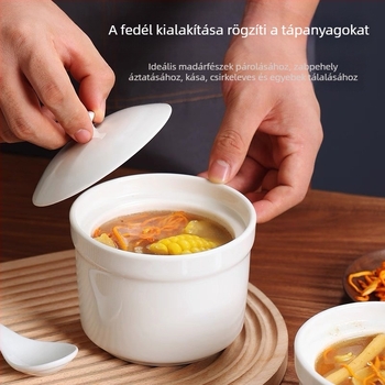 4 hüvelykes kerámia pörkölt edény kanállal – 1 készlet