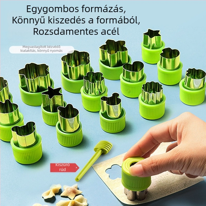 Rozsdamentes acélból készült pillangó tészta-relief forma; zöldség- és gyümölcsvágó; babaételek kiegészítője; wonton forma; rajzfilmszereplős süti sütő készlet