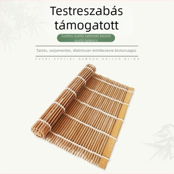 Bambusz sushi mat – DIY eszköz nori és rizs tekeréséhez, karbonizált széles él, kézzel készített