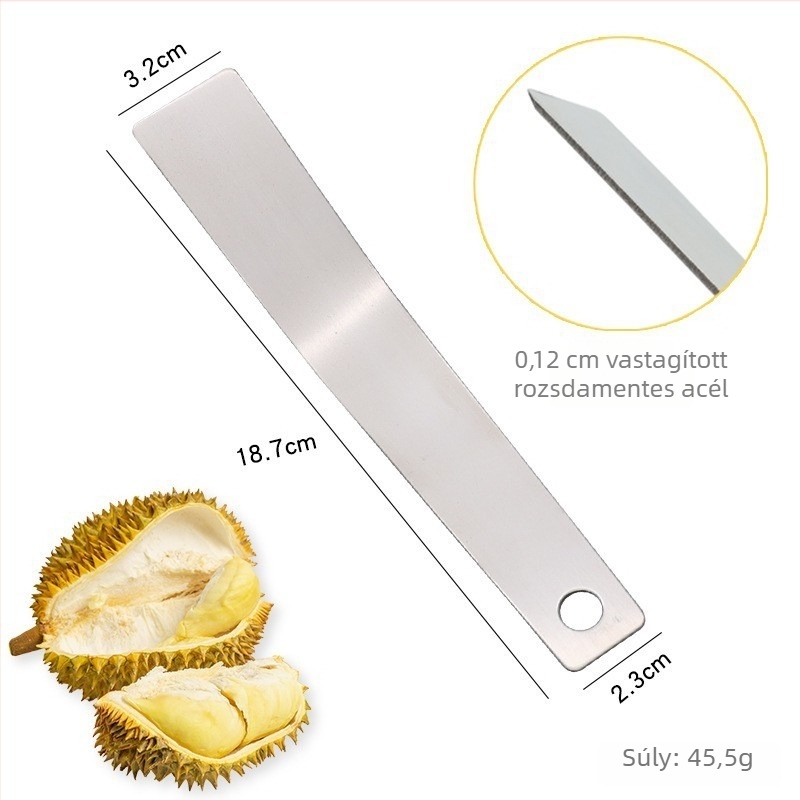 Durian hámozókés sabla alakú pengével, gyümölcs- és grapefruit-hámozó kés, vastított rozsdamentes acél