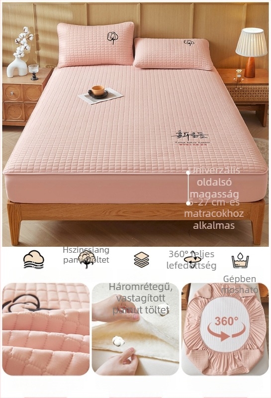 100% pamut quiltált ágyneműhuzat egyszemélyes ágyhoz, vastagított matracvédő, háromrészes készlet