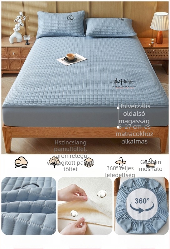 100% pamut quiltált ágyneműhuzat egyszemélyes ágyhoz, vastagított matracvédő, háromrészes készlet