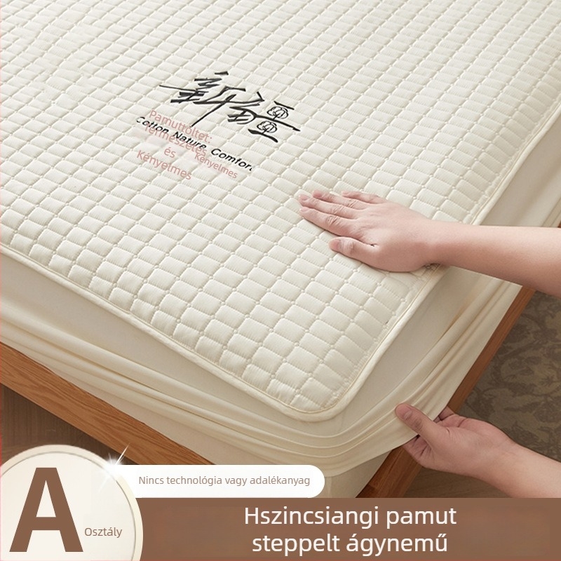 100% pamut quiltált ágyneműhuzat egyszemélyes ágyhoz, vastagított matracvédő, háromrészes készlet