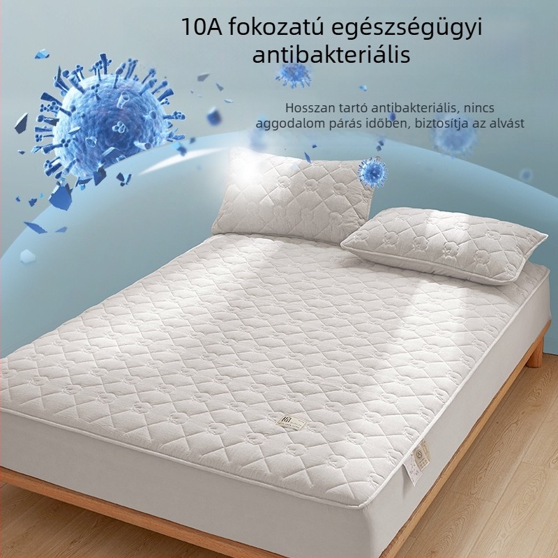 A-osztályú antibakteriális, 100% pamut mind belül, mind kívül, pamut töltet, quiltelt lepedő, vastag teljes lefedettségű matracvédő