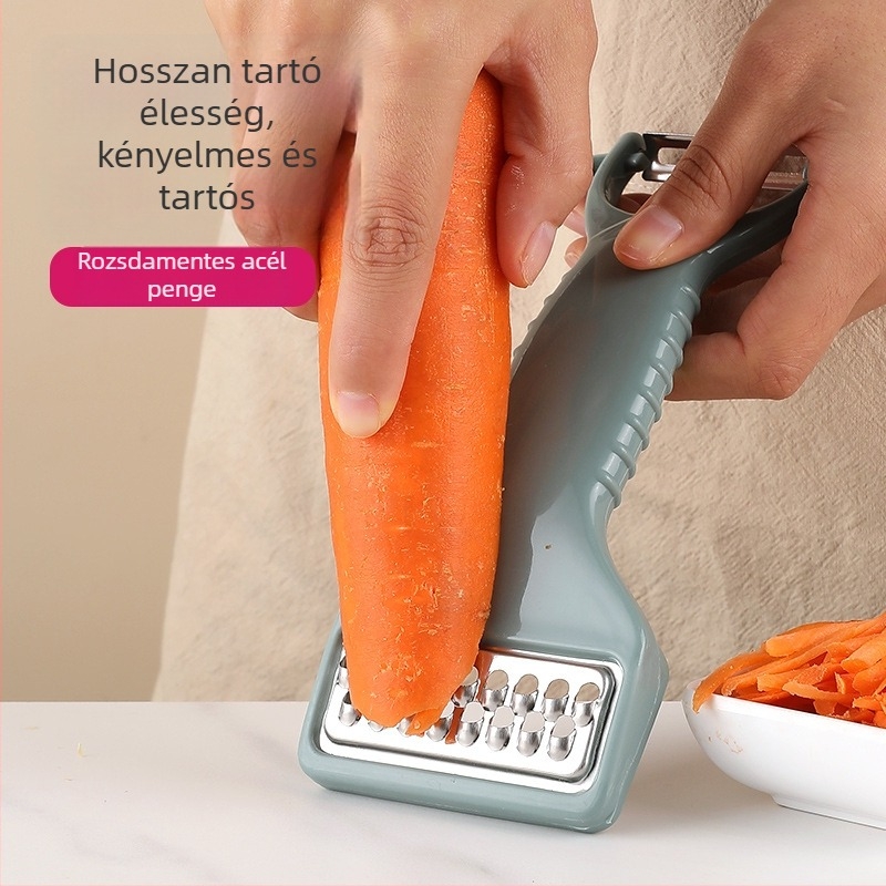 Többfunkciós gyümölcskés hámozóval és reszelővel, rozsdamentes acél pengével