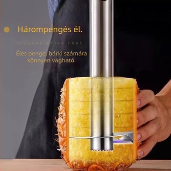 Rozsdamentes acél ananász-hámozó, magkivétel, szeletelő és forgó kés – mindent egyben