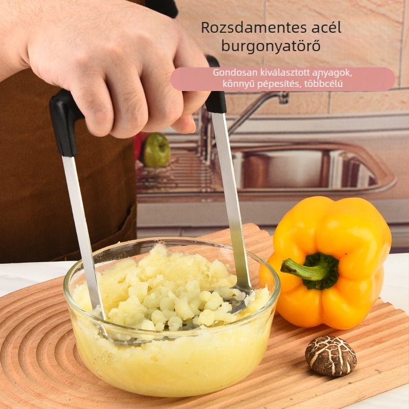 Rozsdamentes acél burgonya törő — többfunkciós konyhai eszköz, kézi, burgonya és taró püré készítéséhez