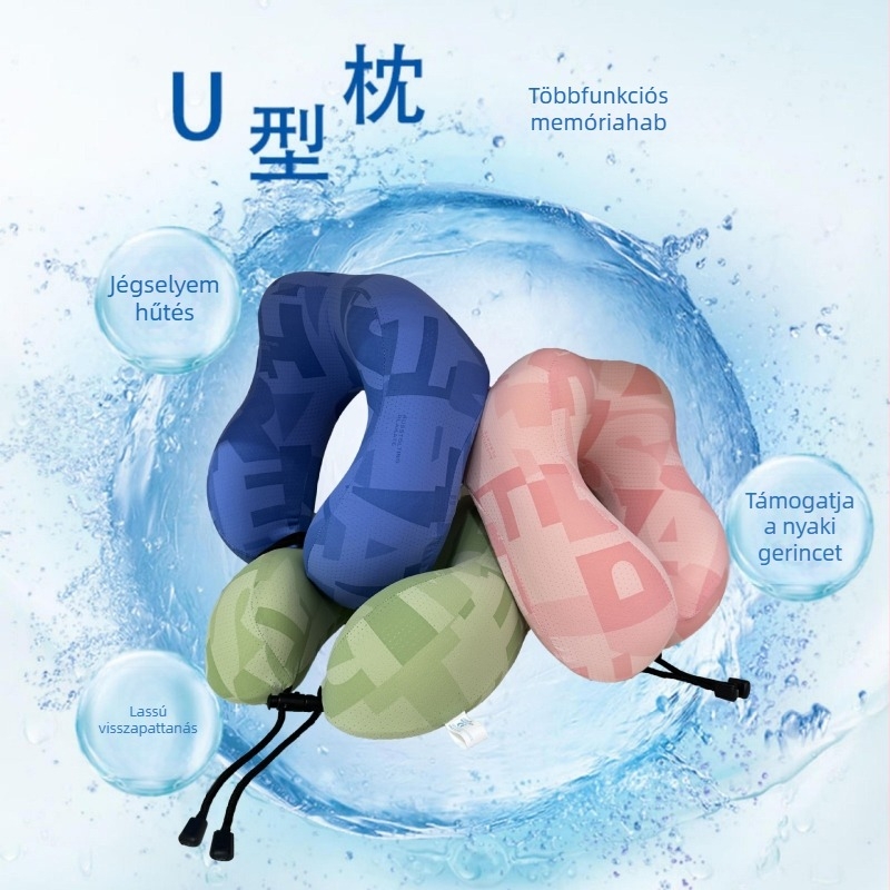 Nyári hűsítő nyakpárna memóriahabbal, Ice Silk mintával, utazáshoz