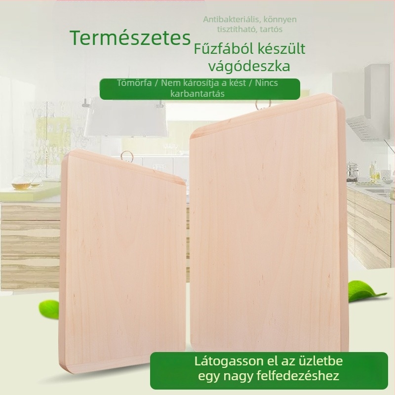 Téglalap alakú, tömör fűzfa vágódeszka, vastagított kivitel, lakkozás és adalékanyagok nélkül