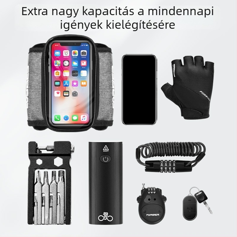 Első váztáska hegyi- és országúti kerékpárokhoz – teljes kiegészítő készlet